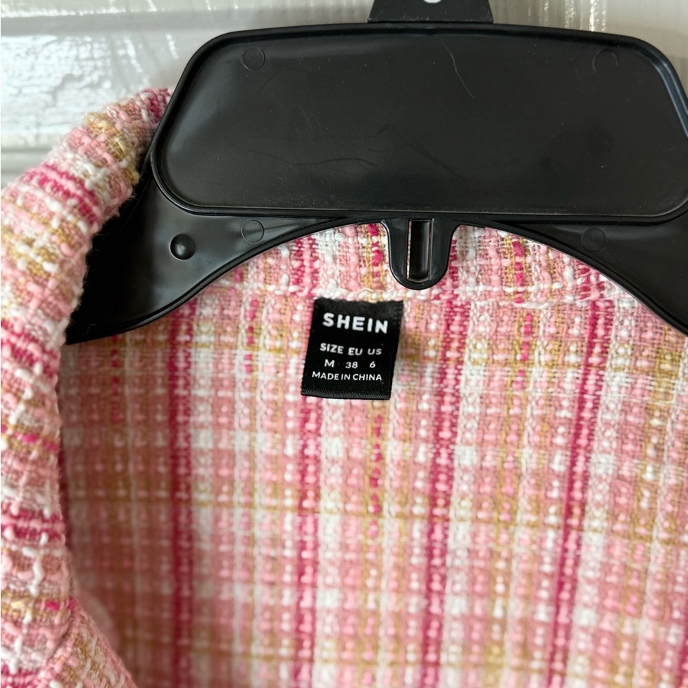 SHEIN Pink Plaid Blazer Suit Jacket | Medium - Picture 13 of 15